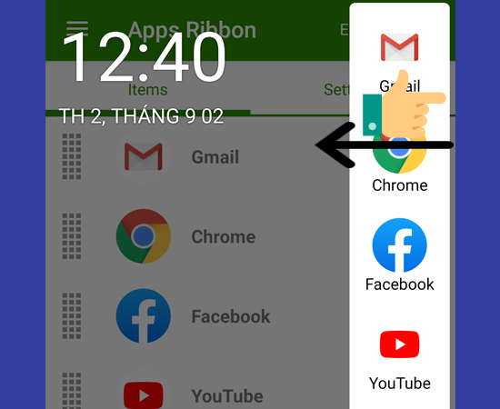 Bước 4: Bạn vuốt cạnh để trải nghiệm t&iacute;nh năng Edge Screen tr&ecirc;n điện thoại.