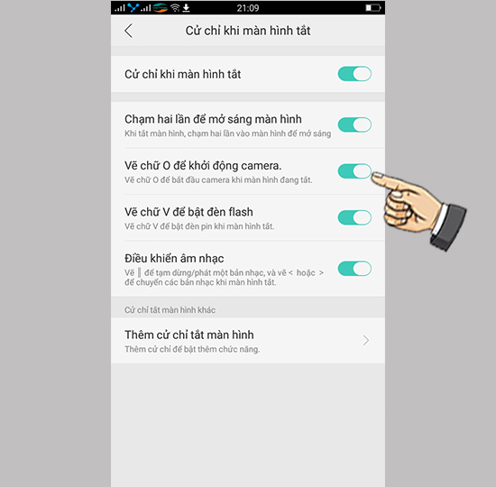 Bước 4: Bật các tính năng mỡ ứng dụng nhanh.