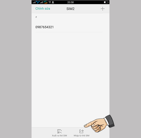 Bước 4: Chọn Nhập từ thẻ sim