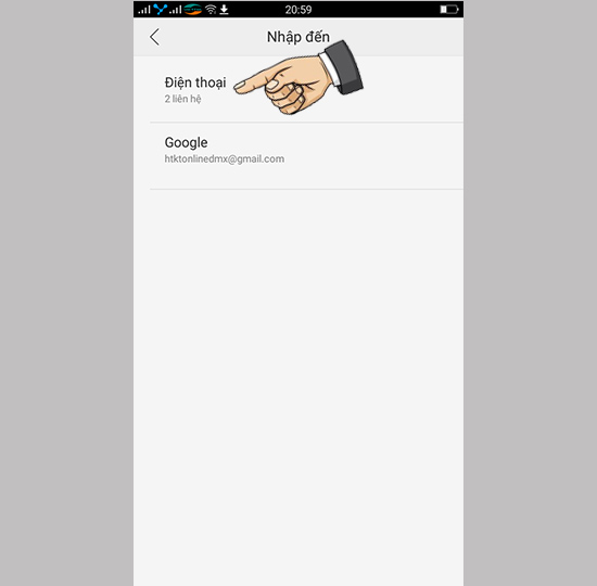 Bước 8: Chọn Điện thoại để lưu danh bạ.
