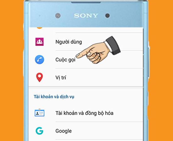 Bước 2: V&agrave;o Cuộc gọi.