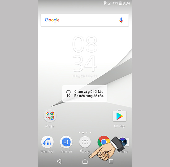 Bấm Home để về màn hình chính