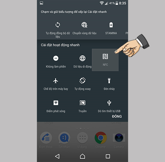 Di chuyển xuống để thay thế một biểu tượng có sẵn