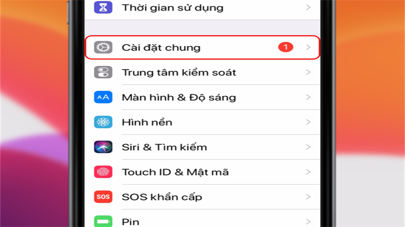 Bước 2: Tiếp theo vào Cài đặt chung.