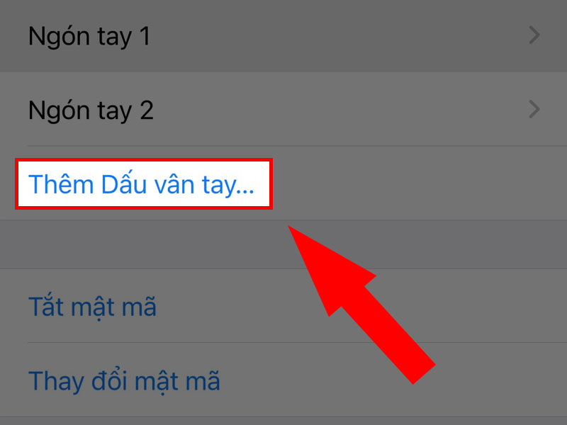 Chọn thêm dấu vân tay 