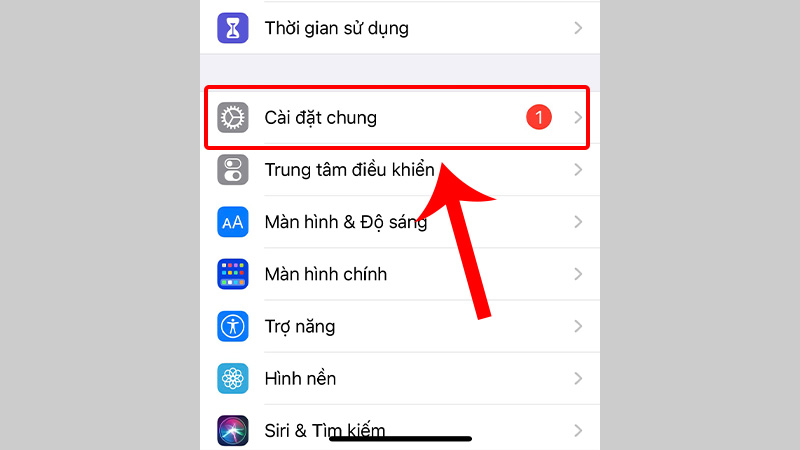 Chọn Cài đặt chung trên iPhone