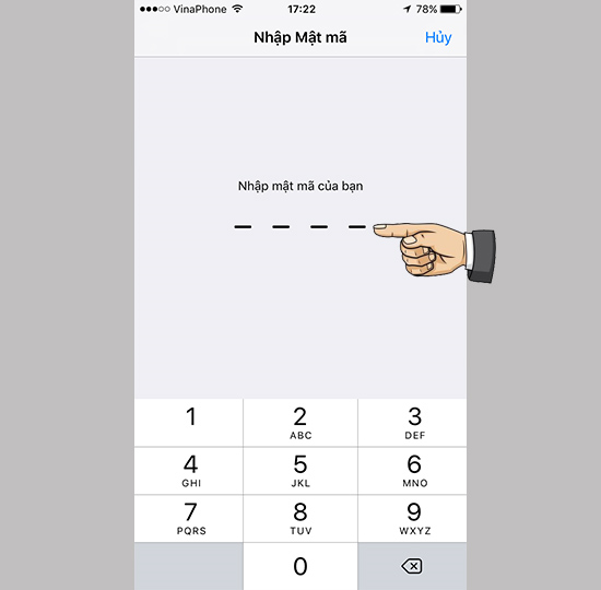 Nhập mật khẩu hoặc vân tay