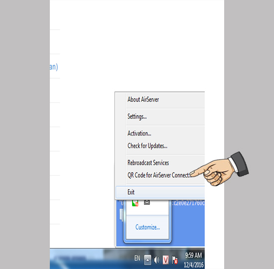 QR code for AirServer connect
