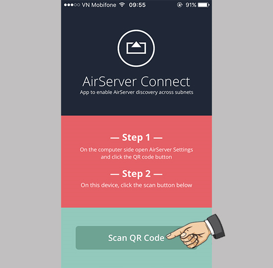 Mở ứng dụng > scan QR code