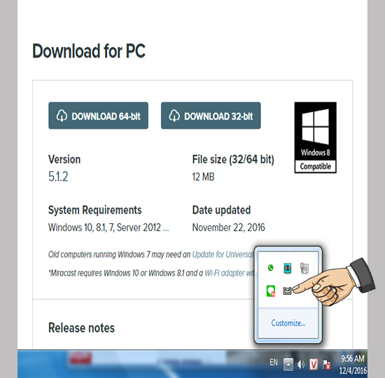 Dấu mũi tên > AirServer
