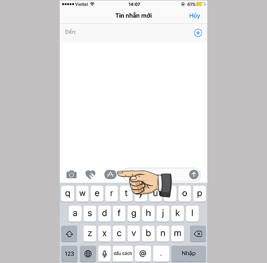 Trong tin nhắn chọn vào biểu tượng App Store