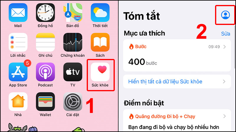 Vào tài khoản trên ứng dụng Sức khỏe 