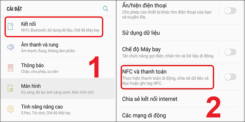 Nếu thấy có NFC trong phần Kết nối thì điện thoại bạn có hỗ trợ NFC