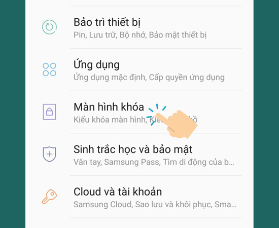 Bước 2: Tiếp theo chọn Màn hình khóa.