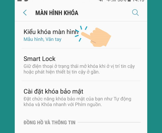 Bước 3: Chọn Kiểu khóa màn hình.