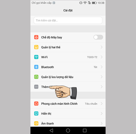 Bấm chọn vào mục 