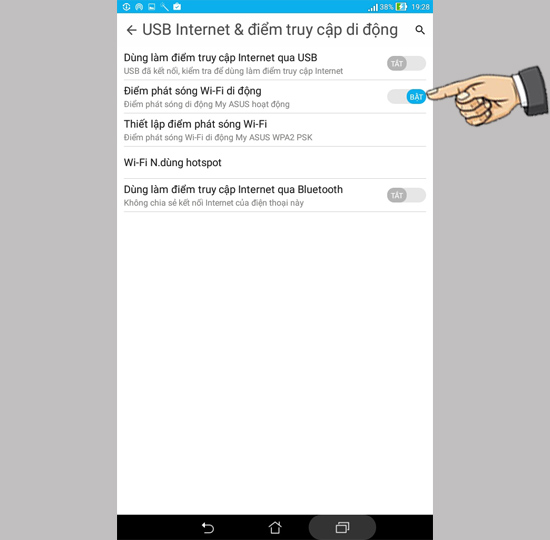 Bật Điểm phát sóng wifi di động