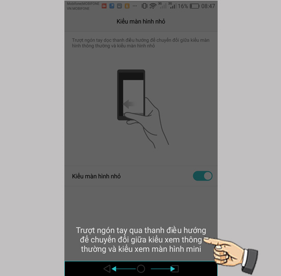 Trượt qua lại tr&ecirc;n thanh điều hướng để điều chỉnh 2 chế độ