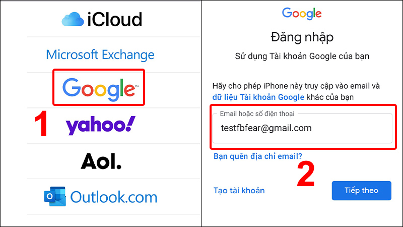 Chọn Google và đăng nhập tài khoản của bạn