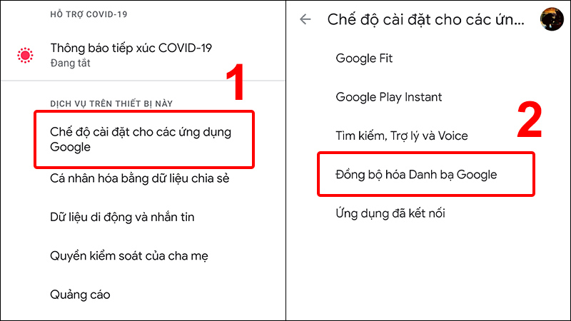 Chọn Đồng bộ hóa danh bạ Google