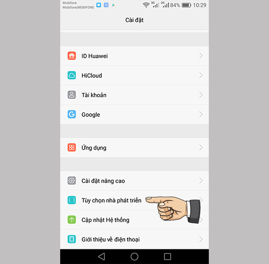 T&ugrave;y chọn nh&agrave; ph&aacute;t triển
