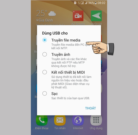 Chọn truyền file media