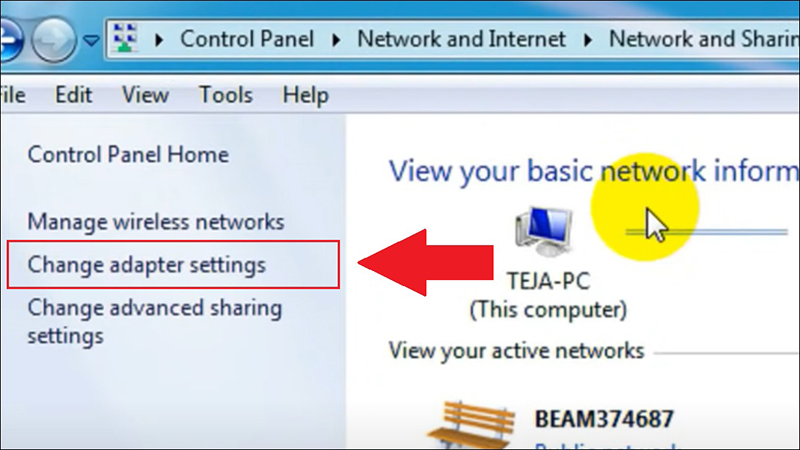 Chọn Change adapter settings