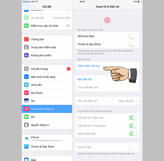 Th&ecirc;m dấu v&acirc;n tay