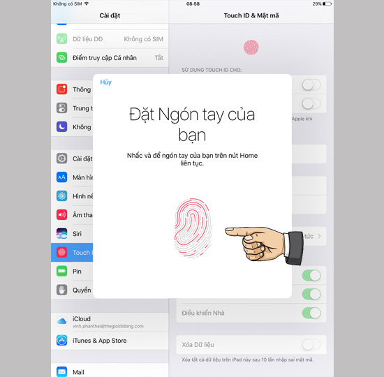 Th&ecirc;m dấu v&acirc;n tay mới
