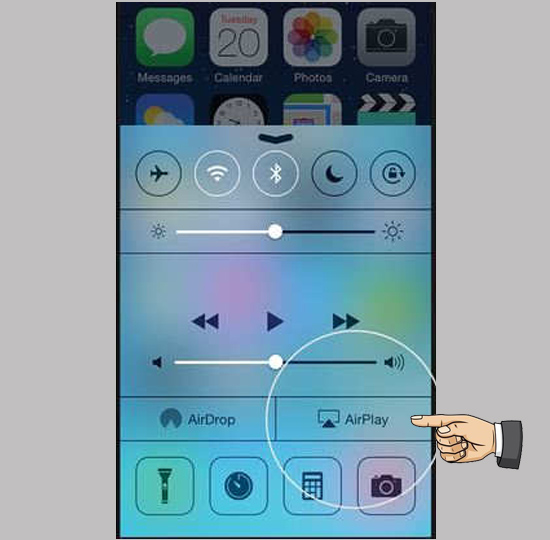 ​Chọn AirPlay trên Trung tâm kiểm soát