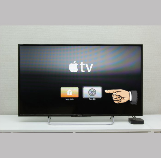 Giao diện chính của Apple TV khi khởi động vào chọn cài đặt