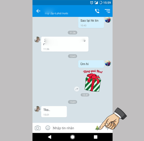 Cách gửi thông điệp chúc giáng sinh trên Zalo Android