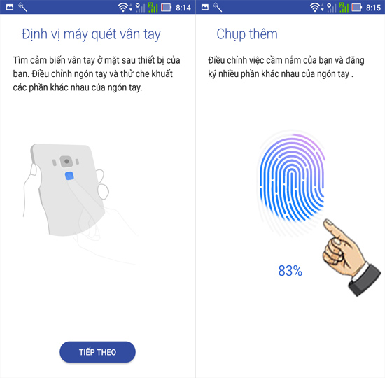 Bước 6: Quét vân tay theo hướng dẫn.