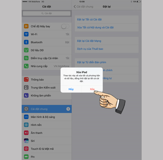 Chọn Ok để x&oacute;a tất cả dữ liệu