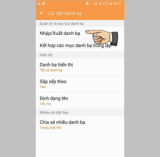 Nhập xuất danh bạ