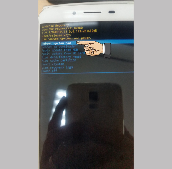 Bước 4: Chọn Reboot system now