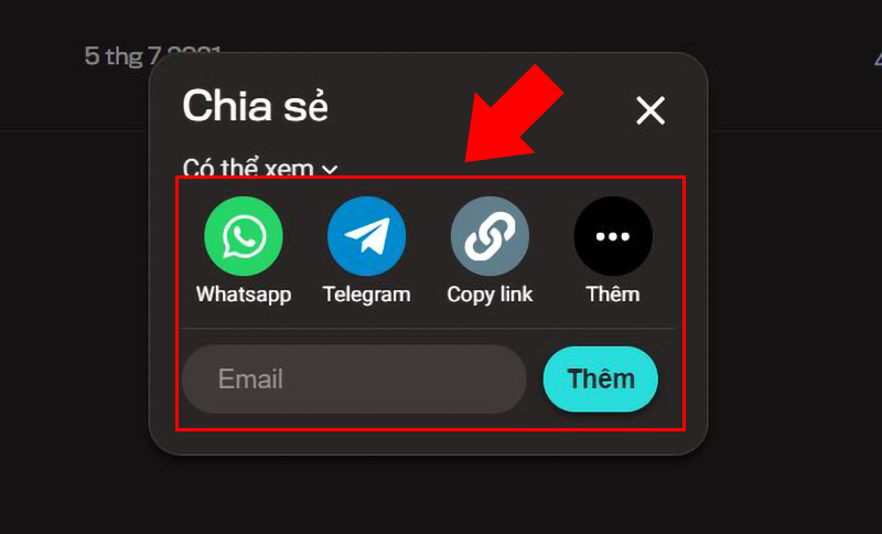 Chọn phương tiện muốn chia sẻ