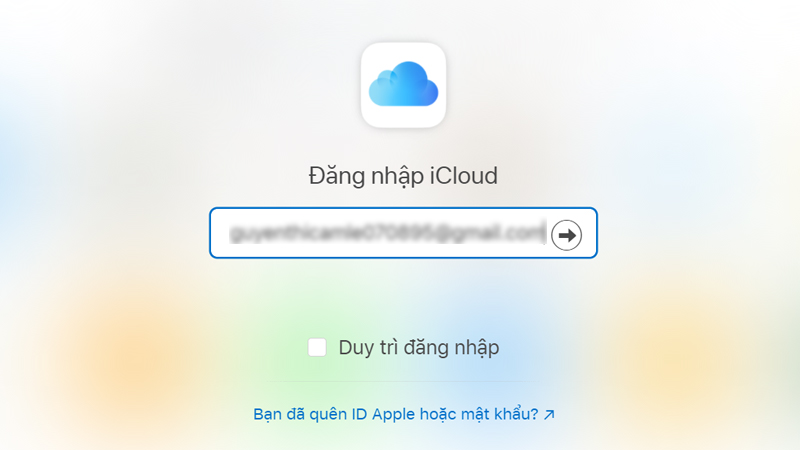 Truy cập vào website iCloud