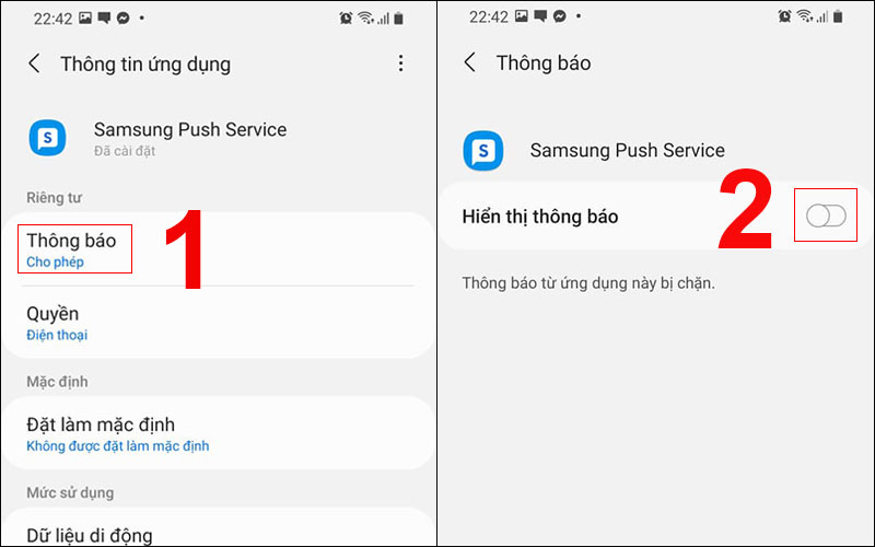 Chọn Thông báo để tắt thông báo