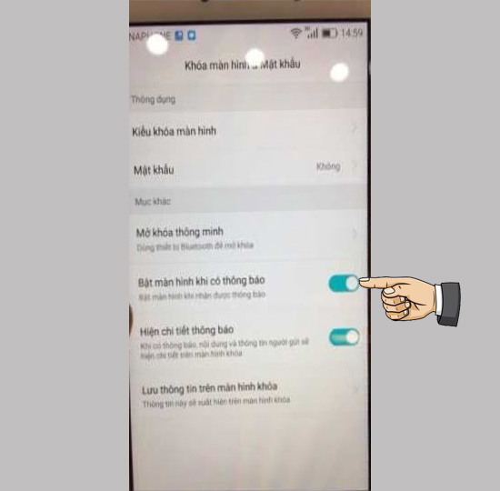 Bật màn hình khi có thông báo
