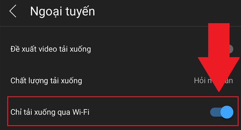 Tắt Chỉ tải xuống qua WiFi