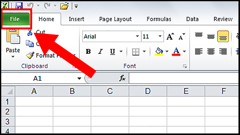 Chọn mục File từ thanh công cụ.