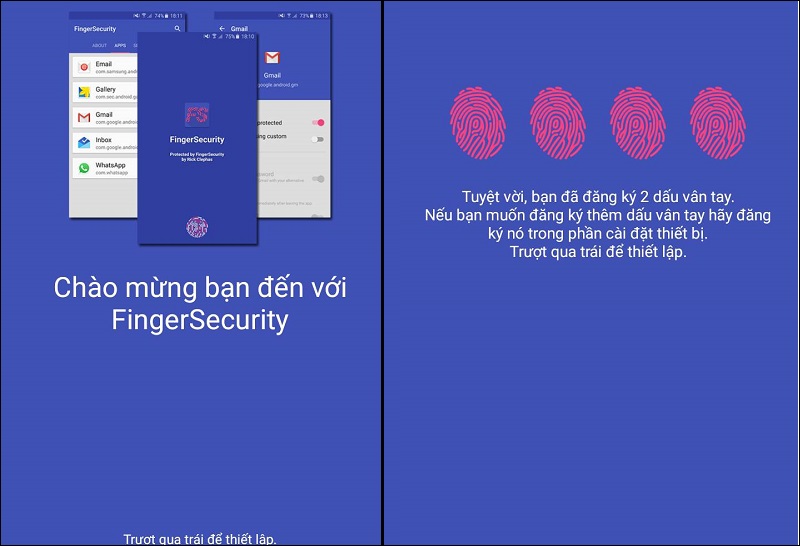 Cài đặt vân tay để sử dụng ứng dụng