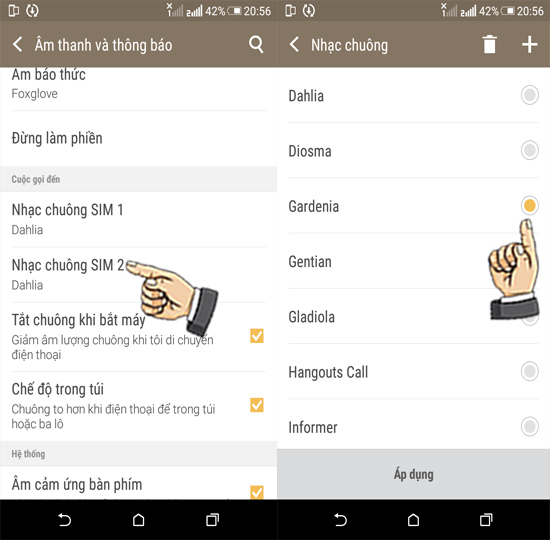Bước 3: Cài đặt nhạc chuông sim 2.
