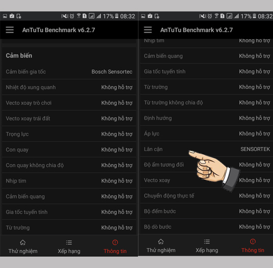 Các cảm biến trên máy