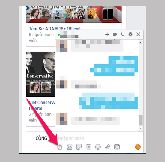 Chọn icon chữ G