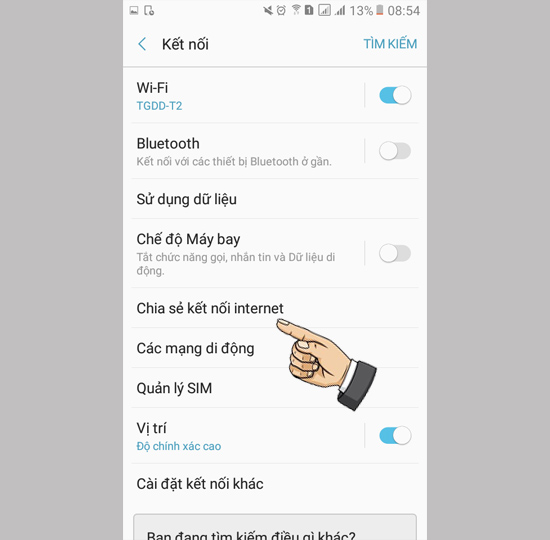 Vào chia sẻ kết nối internet