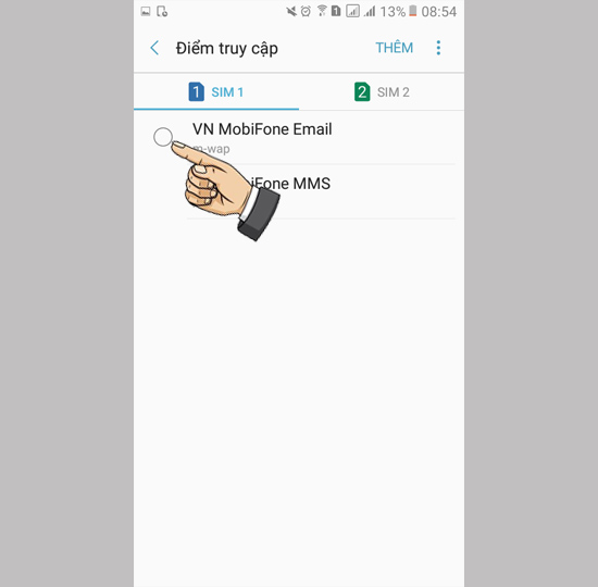 Chọn cấu hình APN nhà mạng của bạn