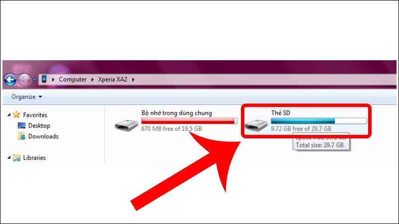 Truy cập thẻ SD của điện thoại