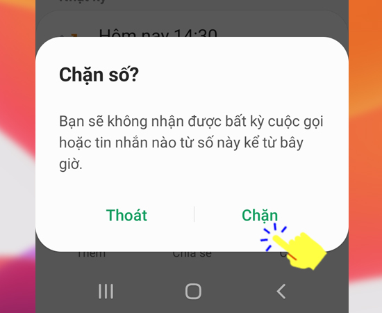 Bước 5: Cuối cùng bạn bấm OK để xác nhận chặn số.